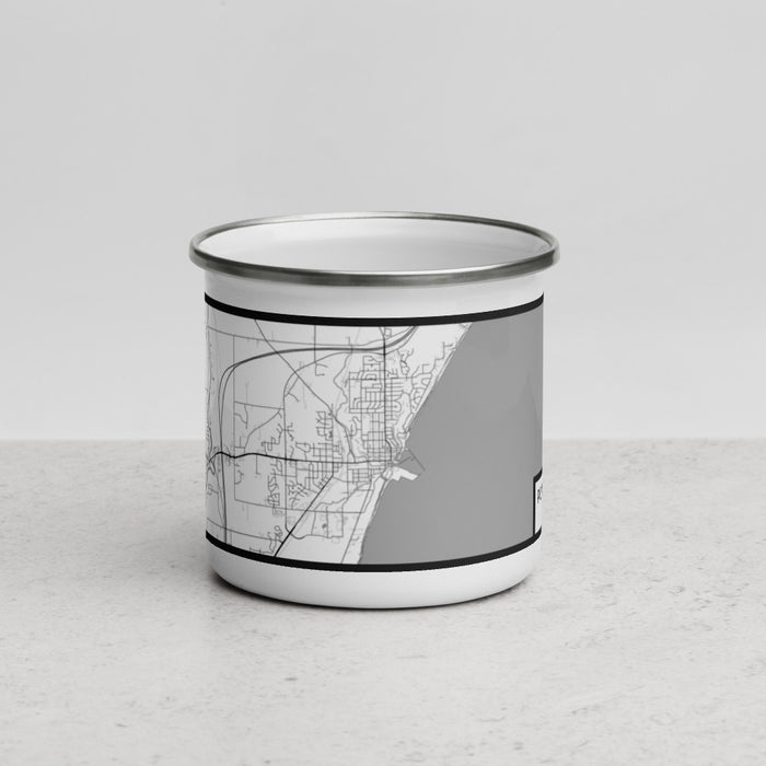 Front View Custom Port Washington Wisconsin Map Enamel Mug in Classic