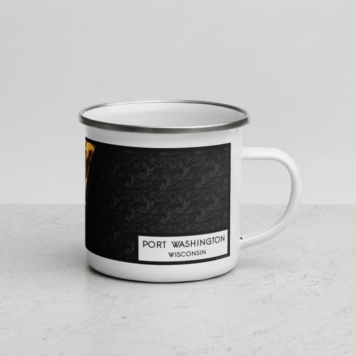 Right View Custom Port Washington Wisconsin Map Enamel Mug in Ember