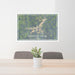 24x36 Possum Kingdom Lake Texas Map Print Lanscape Orientation in Afternoon Style Behind 2 Chairs Table and Potted Plant