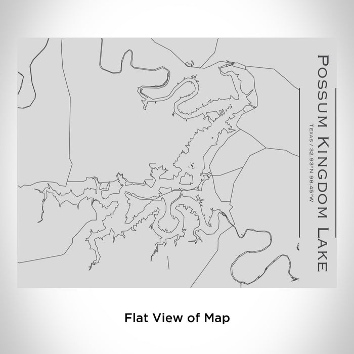 Rendered View of Possum Kingdom Lake Texas Map Engraving on 20oz Stainless Steel Insulated Bottle with Bamboo Top