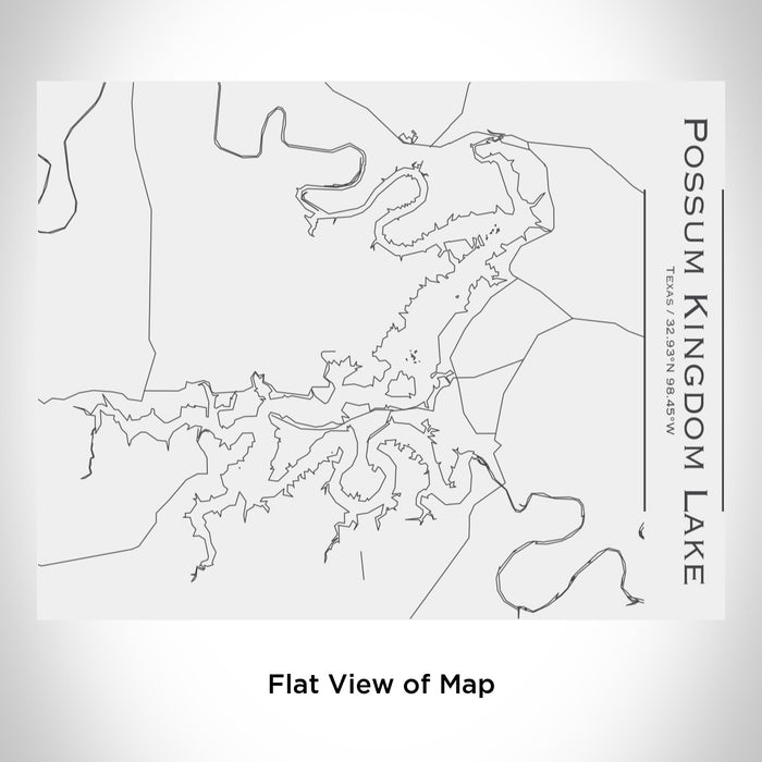 Rendered View of Possum Kingdom Lake Texas Map Engraving on 20oz Stainless Steel Insulated Bottle with Bamboo Top in White