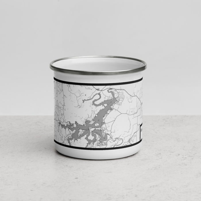 Front View Custom Possum Kingdom Lake Texas Map Enamel Mug in Classic