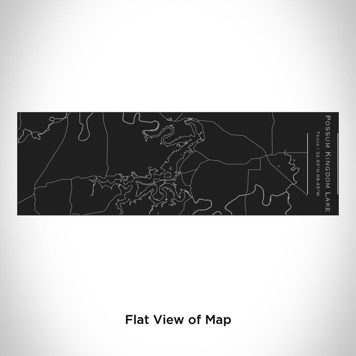 Rendered View of Possum Kingdom Lake Texas Map Engraving on 10oz Stainless Steel Insulated Cup with Sliding Lid in Black
