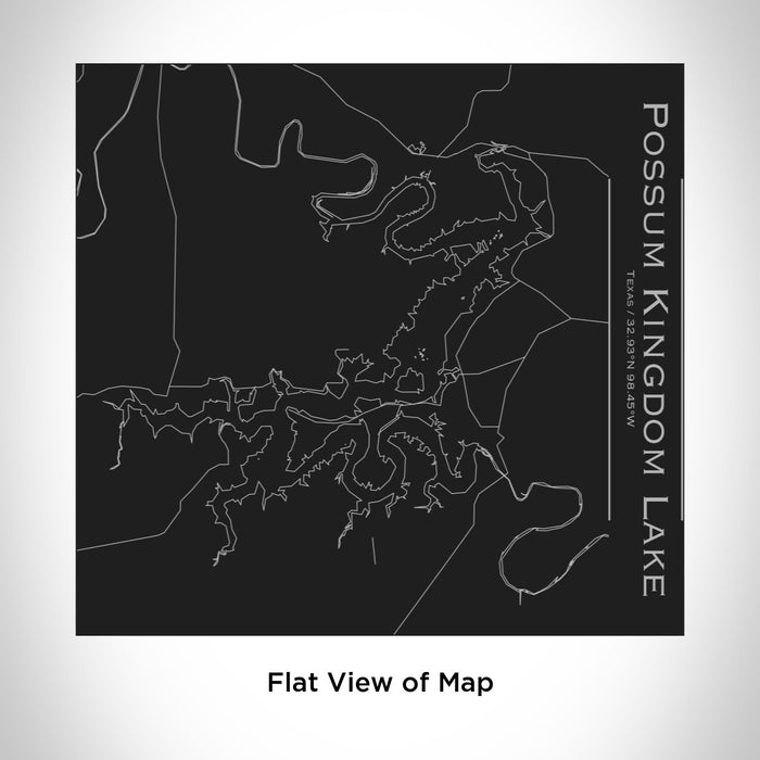 Rendered View of Possum Kingdom Lake Texas Map Engraving on 17oz Stainless Steel Insulated Tumbler in Black
