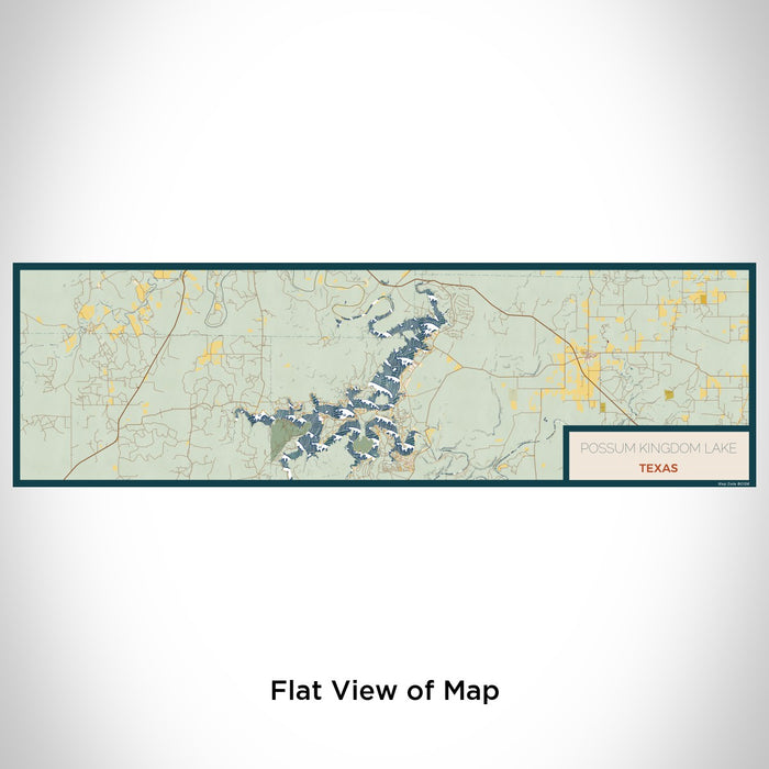 Flat View of Map Custom Possum Kingdom Lake Texas Map Enamel Mug in Woodblock