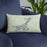 Custom Possum Kingdom Lake Texas Map Throw Pillow in Woodblock on Blue Colored Chair