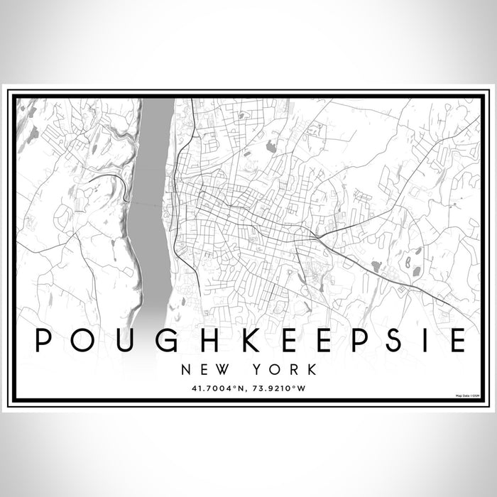 Poughkeepsie New York Map Print Landscape Orientation in Classic Style With Shaded Background