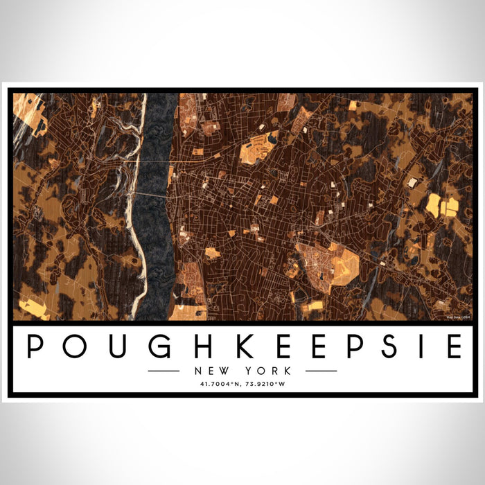 Poughkeepsie New York Map Print Landscape Orientation in Ember Style With Shaded Background