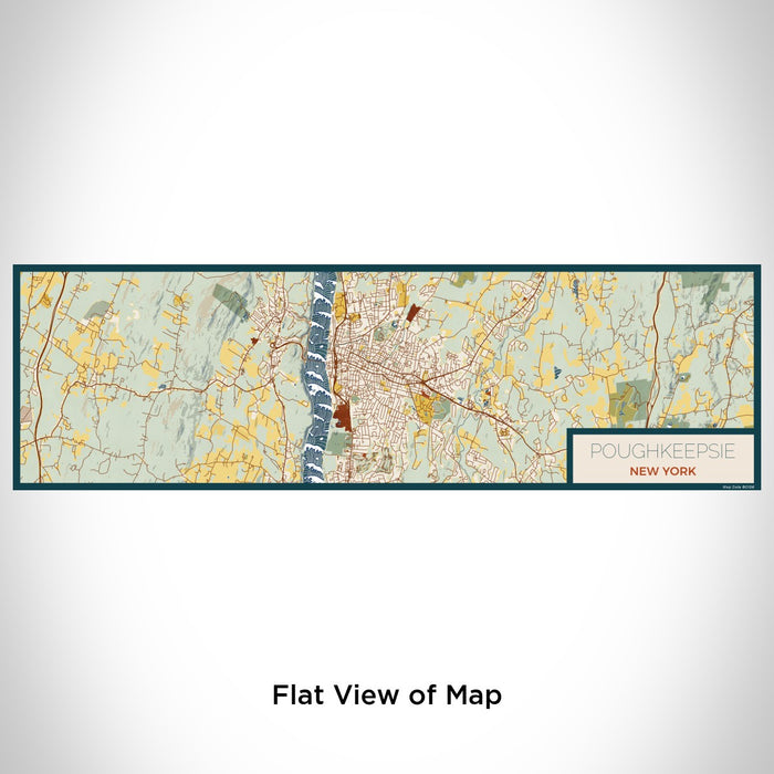 Flat View of Map Custom Poughkeepsie New York Map Enamel Mug in Woodblock