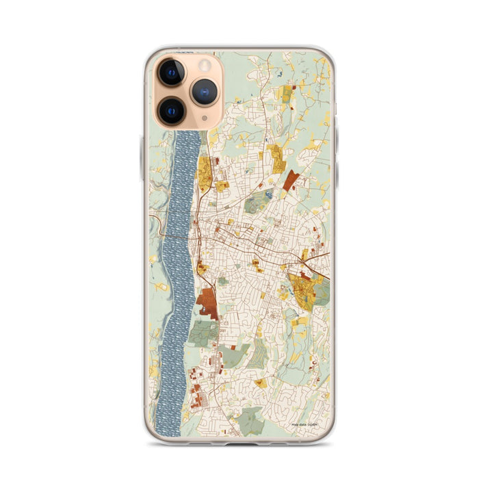 Custom Poughkeepsie New York Map Phone Case in Woodblock