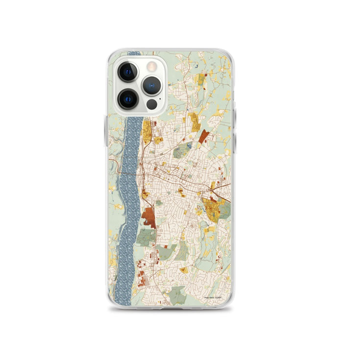Custom Poughkeepsie New York Map iPhone 12 Pro Phone Case in Woodblock