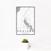 12x18 Poulsbo Washington Map Print Portrait Orientation in Classic Style With Small Cactus Plant in White Planter