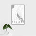 16x24 Poulsbo Washington Map Print Portrait Orientation in Classic Style With Tropical Plant Leaves in Water