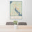 24x36 Poulsbo Washington Map Print Portrait Orientation in Woodblock Style Behind 2 Chairs Table and Potted Plant