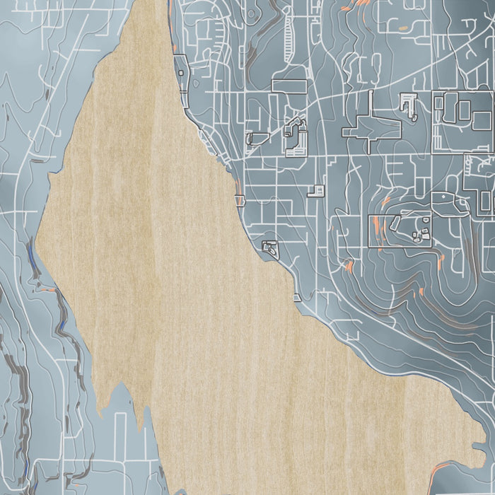 Poulsbo Washington Map Print in Afternoon Style Zoomed In Close Up Showing Details