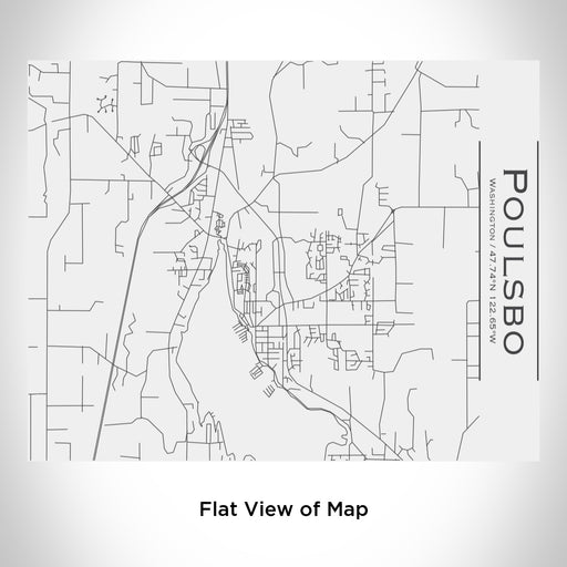Rendered View of Poulsbo Washington Map Engraving on 20oz Stainless Steel Insulated Bottle with Bamboo Top in White
