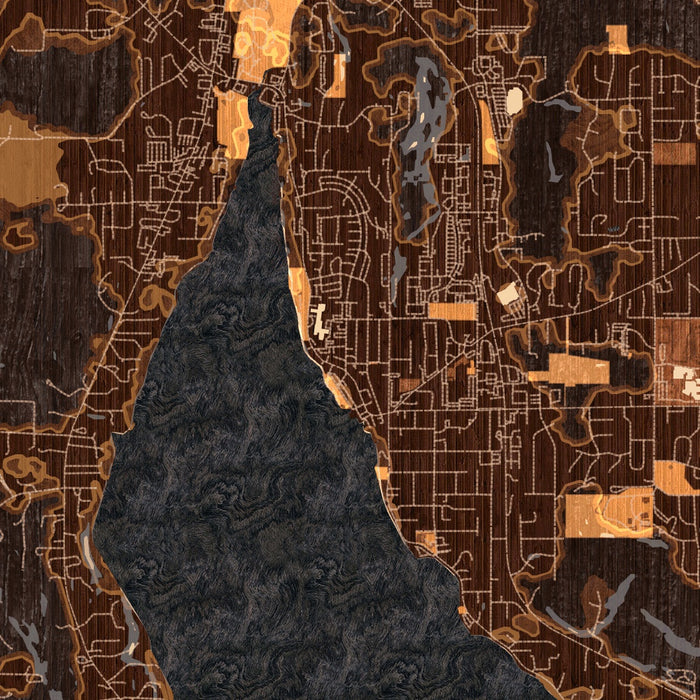 Poulsbo Washington Map Print in Ember Style Zoomed In Close Up Showing Details