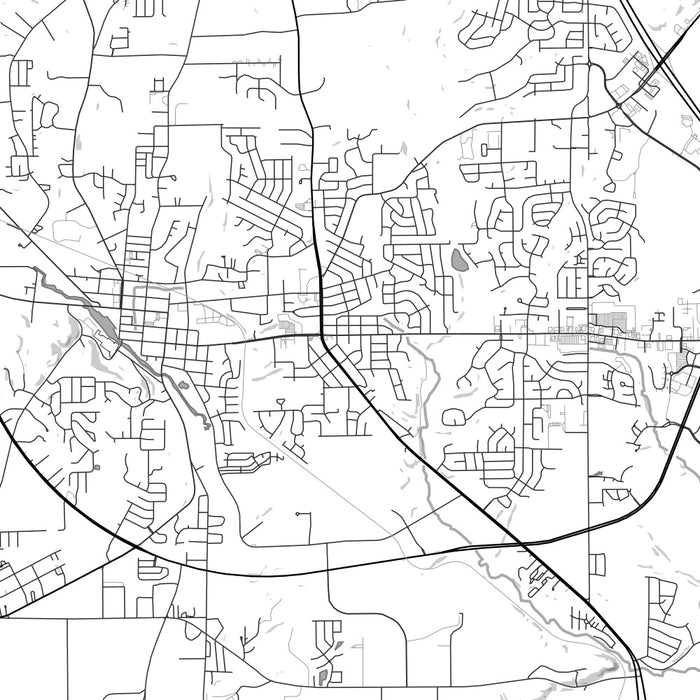 Prattville Alabama Map Print in Classic Style Zoomed In Close Up Showing Details