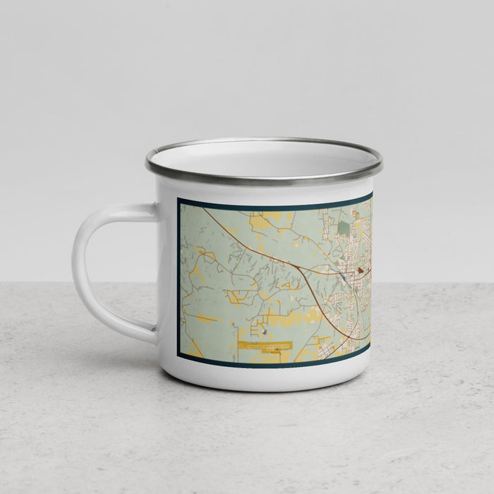 Left View Custom Prattville Alabama Map Enamel Mug in Woodblock