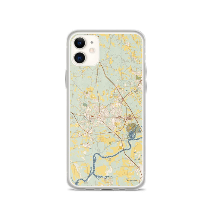 Custom iPhone 11 Prattville Alabama Map Phone Case in Woodblock