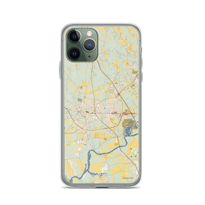 Custom iPhone 11 Pro Prattville Alabama Map Phone Case in Woodblock