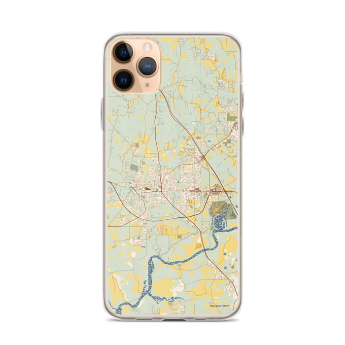 Custom iPhone 11 Pro Max Prattville Alabama Map Phone Case in Woodblock