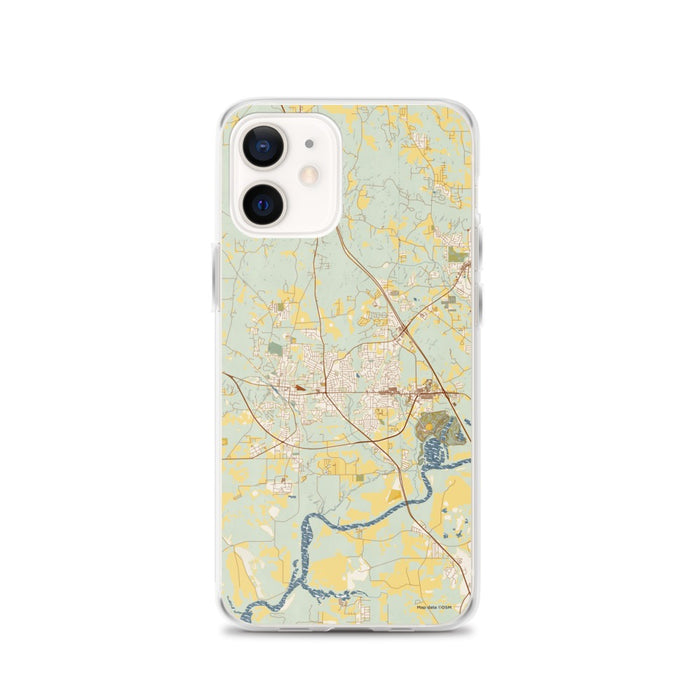 Custom iPhone 12 Prattville Alabama Map Phone Case in Woodblock