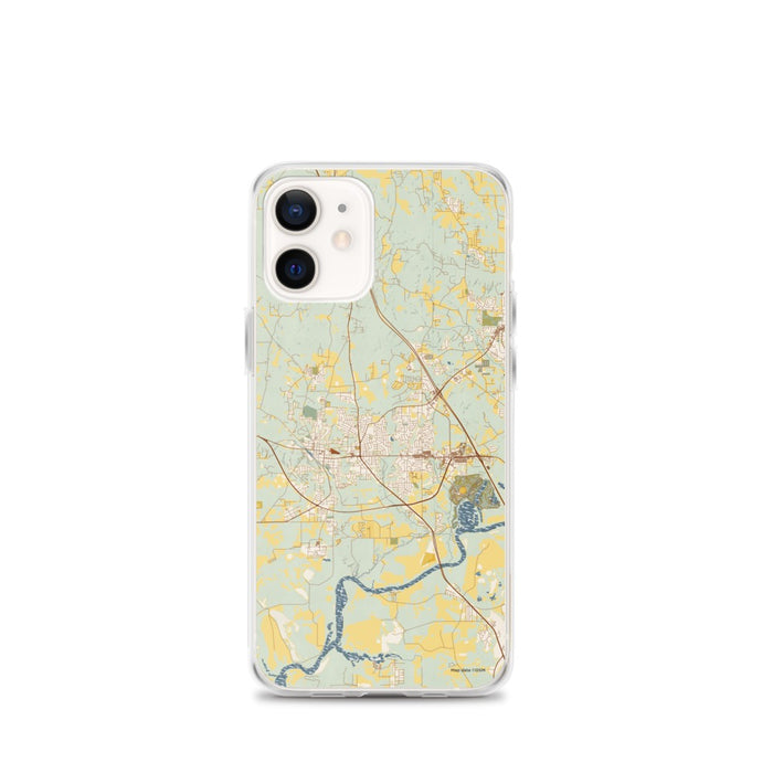Custom iPhone 12 mini Prattville Alabama Map Phone Case in Woodblock