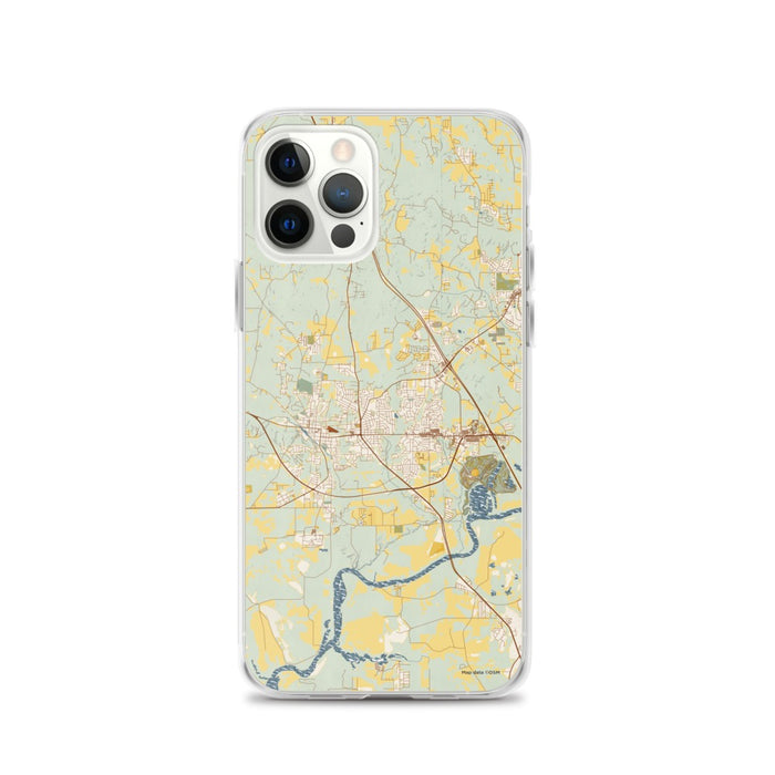 Custom iPhone 12 Pro Prattville Alabama Map Phone Case in Woodblock