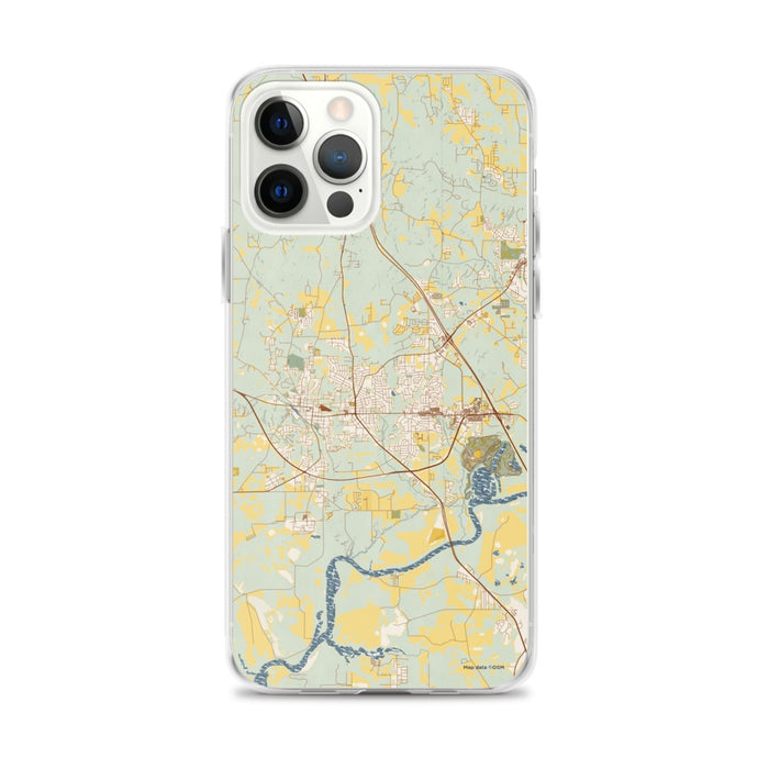 Custom iPhone 12 Pro Max Prattville Alabama Map Phone Case in Woodblock
