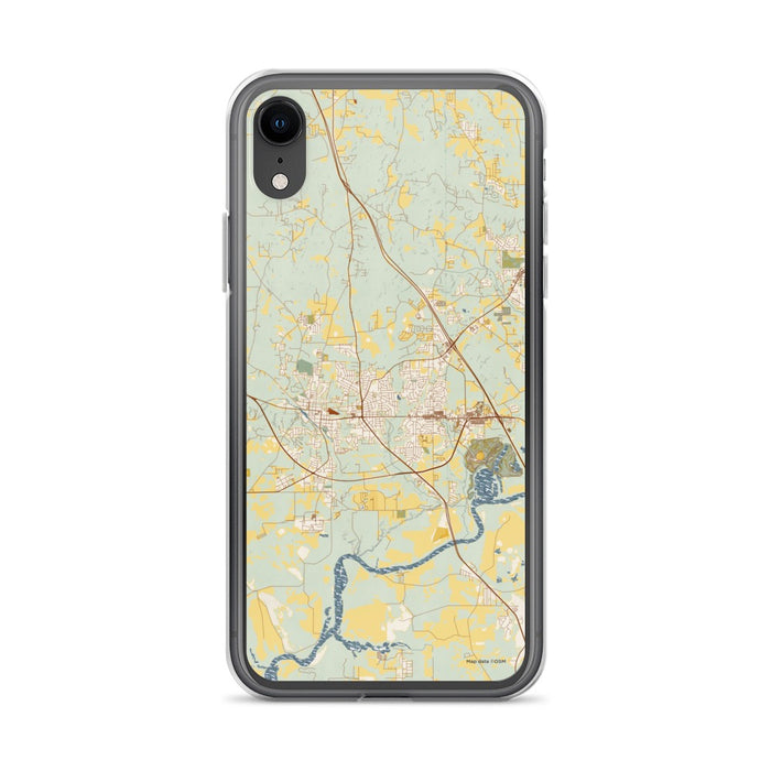 Custom iPhone XR Prattville Alabama Map Phone Case in Woodblock