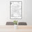 24x36 Prescott Arizona Map Print Portrait Orientation in Classic Style Behind 2 Chairs Table and Potted Plant