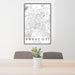 24x36 Prescott Arizona Map Print Portrait Orientation in Classic Style Behind 2 Chairs Table and Potted Plant