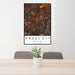 24x36 Prescott Arizona Map Print Portrait Orientation in Ember Style Behind 2 Chairs Table and Potted Plant