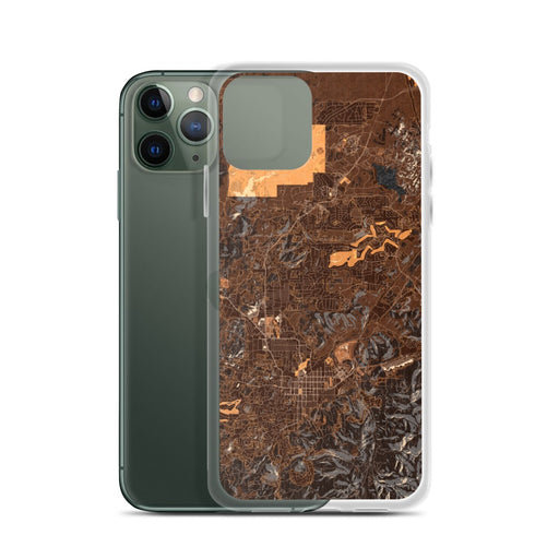 Custom Prescott Arizona Map Phone Case in Ember on Table with Laptop and Plant