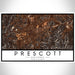 Prescott Arizona Map Print Landscape Orientation in Ember Style With Shaded Background