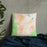 Custom Prescott Arizona Map Throw Pillow in Watercolor on Bedding Against Wall