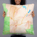 Person holding 22x22 Custom Prescott Arizona Map Throw Pillow in Watercolor