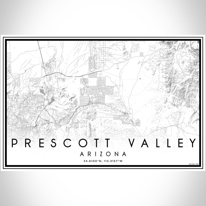 Prescott Valley Arizona Map Print Landscape Orientation in Classic Style With Shaded Background
