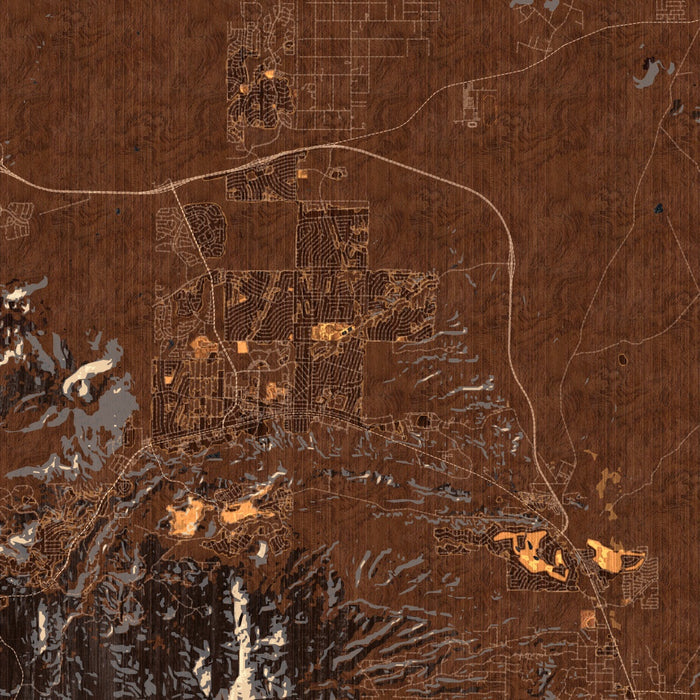 Prescott Valley Arizona Map Print in Ember Style Zoomed In Close Up Showing Details