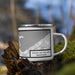 Right View Custom Presque Isle State Park Pennsylvania Map Enamel Mug in Classic on Grass With Trees in Background