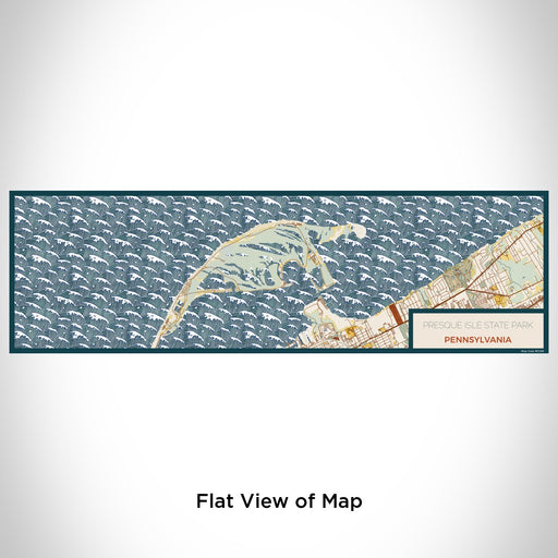 Flat View of Map Custom Presque Isle State Park Pennsylvania Map Enamel Mug in Woodblock