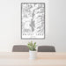 24x36 Priest Lake Idaho Map Print Portrait Orientation in Classic Style Behind 2 Chairs Table and Potted Plant