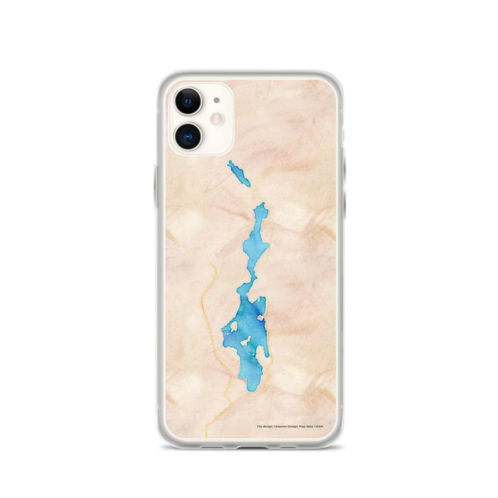 Custom iPhone 11 Priest Lake Idaho Map Phone Case in Watercolor
