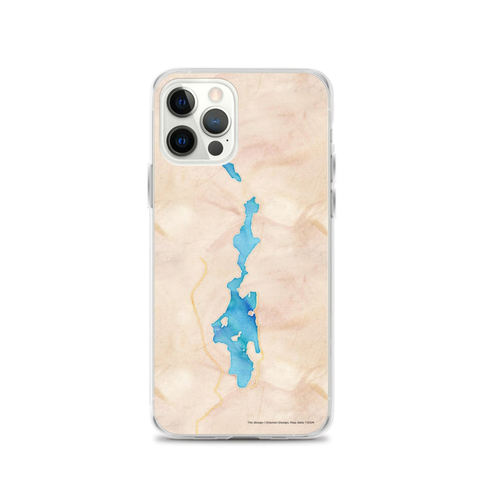 Custom iPhone 12 Pro Priest Lake Idaho Map Phone Case in Watercolor