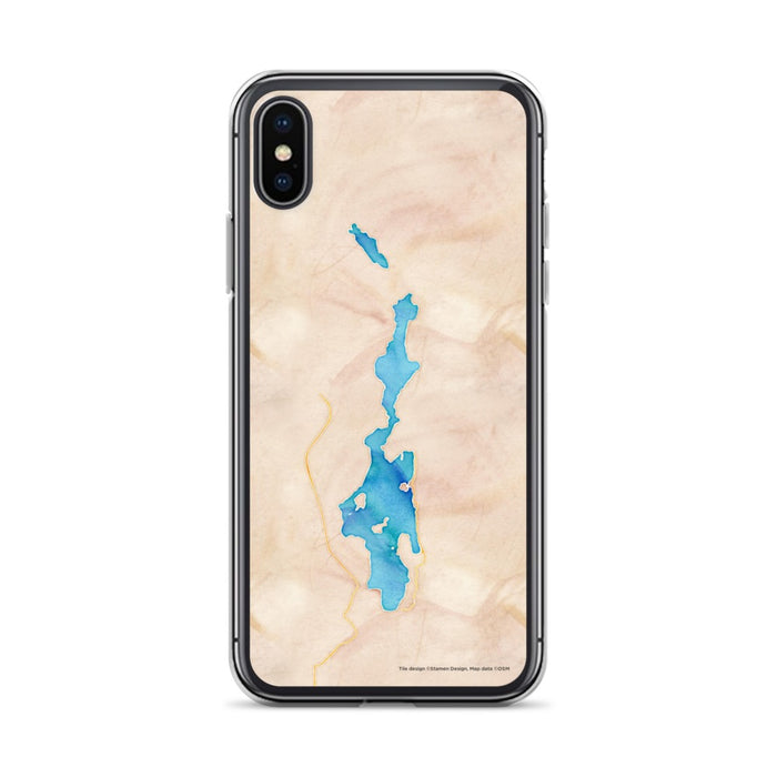Custom iPhone X/XS Priest Lake Idaho Map Phone Case in Watercolor
