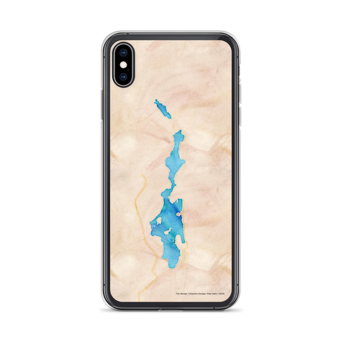 Custom iPhone XS Max Priest Lake Idaho Map Phone Case in Watercolor