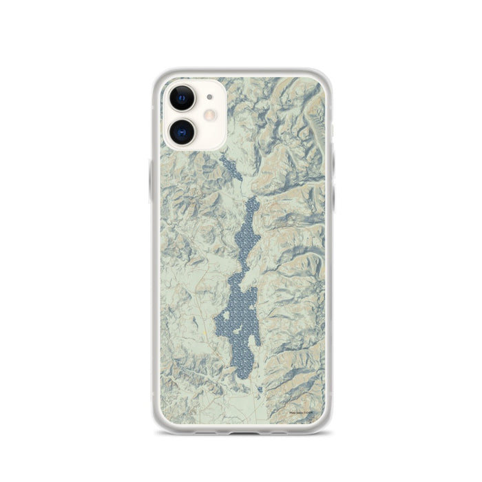 Custom iPhone 11 Priest Lake Idaho Map Phone Case in Woodblock