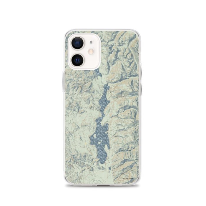 Custom iPhone 12 Priest Lake Idaho Map Phone Case in Woodblock