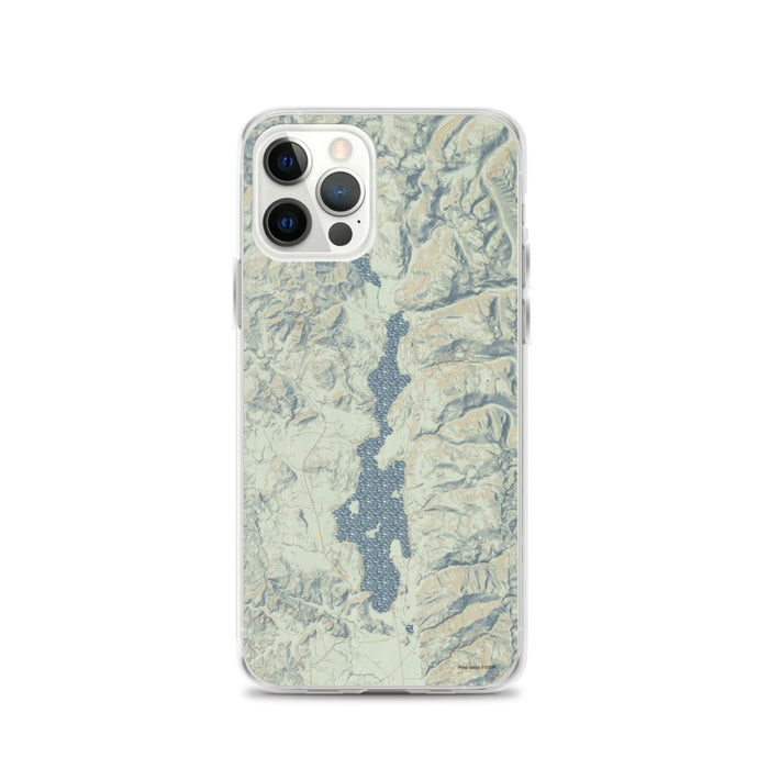 Custom iPhone 12 Pro Priest Lake Idaho Map Phone Case in Woodblock